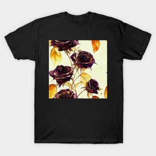 Black rose watercolor rose T-Shirt